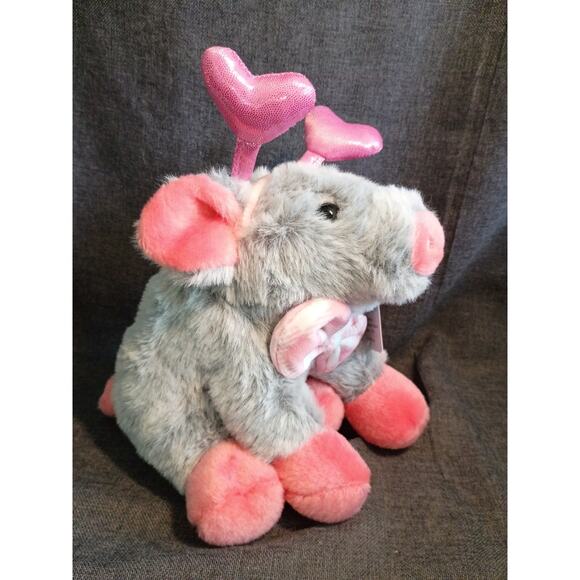 Gray Pig with Heart Headband, Delightful Holiday Product - Picture 2 of 5